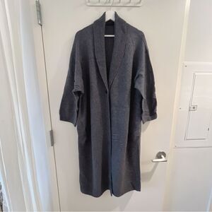 Tricot by Nells Nelson Cashmere Silk Blend Grey Blue Duster Cardigan Coat Size 6